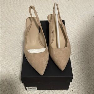 Theory Tan Slingback Heels